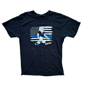 D.A.R.E. To Resist Drugs & Violence Lion Blue Stripe Police T-Shirt Size S/M